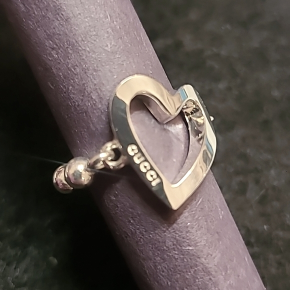 Gucci Logo Sterling Silver Open Heart Ring BRAND NEW WITH ALL PACKAGING INCLUDED - Picture 10 of 13